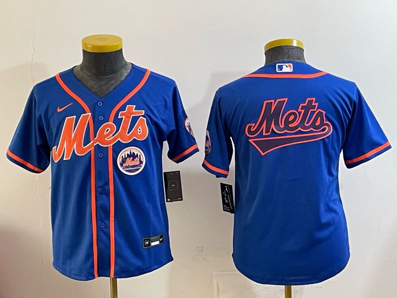 Youth New York Mets Blank Blue Game 2026 Nike MLB Jersey style 006